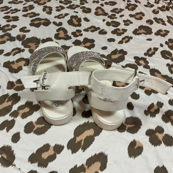 Guess White Rhinestone Platform Sandals - Picture 3 of 6